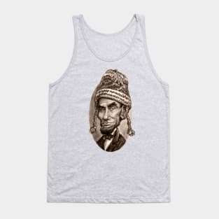 Caricature of Abe Lincoln Wearing Winter Beanie Tank Top